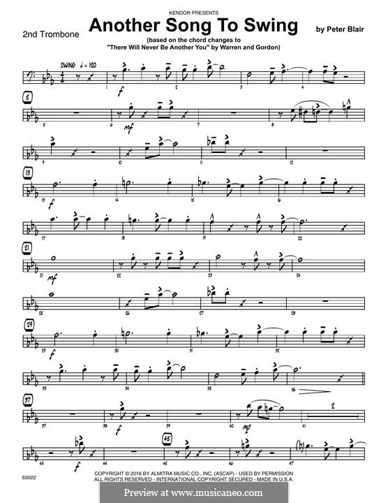 Another Song To Swing: 2nd Trombone part by Peter Blair