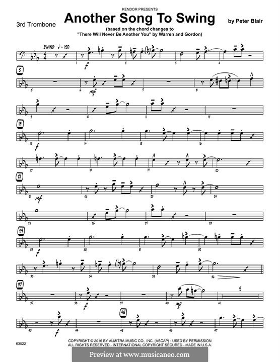 Another Song To Swing: 3rd Trombone part by Peter Blair