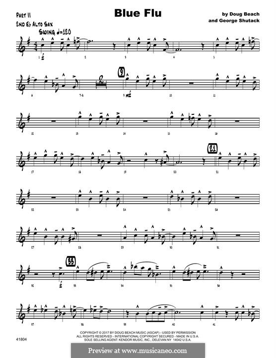 Blue Flu: 2nd Eb Alto Saxophone part by Doug Beach