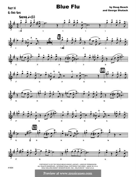 Blue Flu: Eb Baritone Saxophone part by Doug Beach