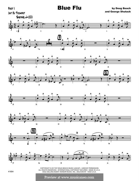Blue Flu: 1st Bb Trumpet part by Doug Beach