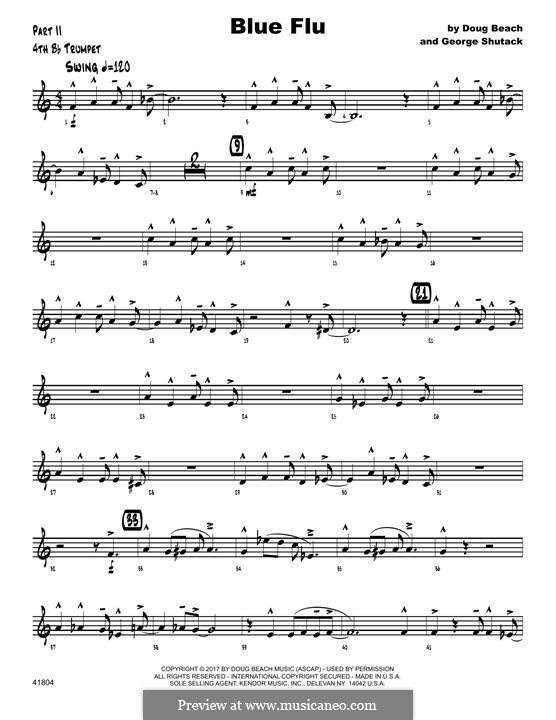 Blue Flu: 4th Bb Trumpet part by Doug Beach