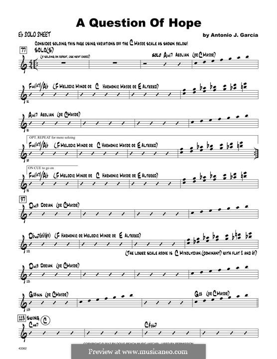 A Question of Hope: Solo Sheet - Alto Sax part by Antonio J. Garcia