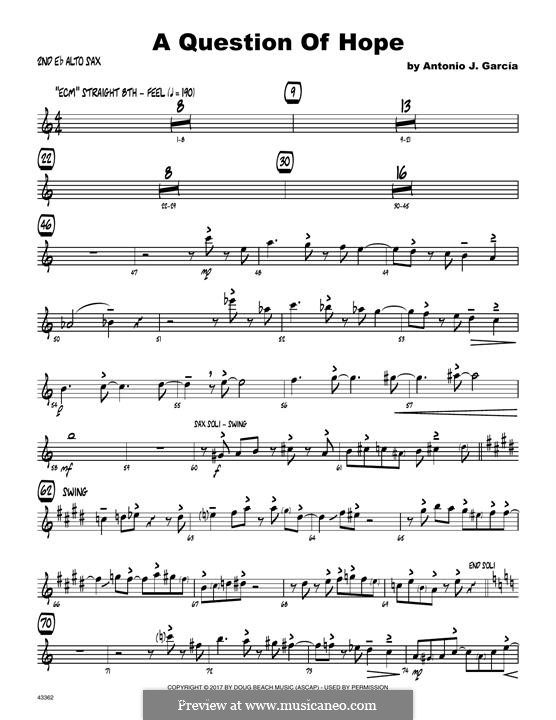 A Question of Hope: 2nd Eb Alto Saxophone part by Antonio J. Garcia