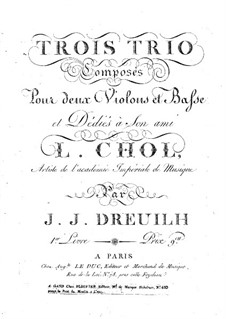 Three Trios for Two Violins and Cello: Violin I part by Jean Jacques Dreuilh