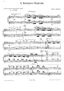 L'apprenti sorcier (The Sorcerer's Apprentice): For two pianos four hands by Paul Dukas