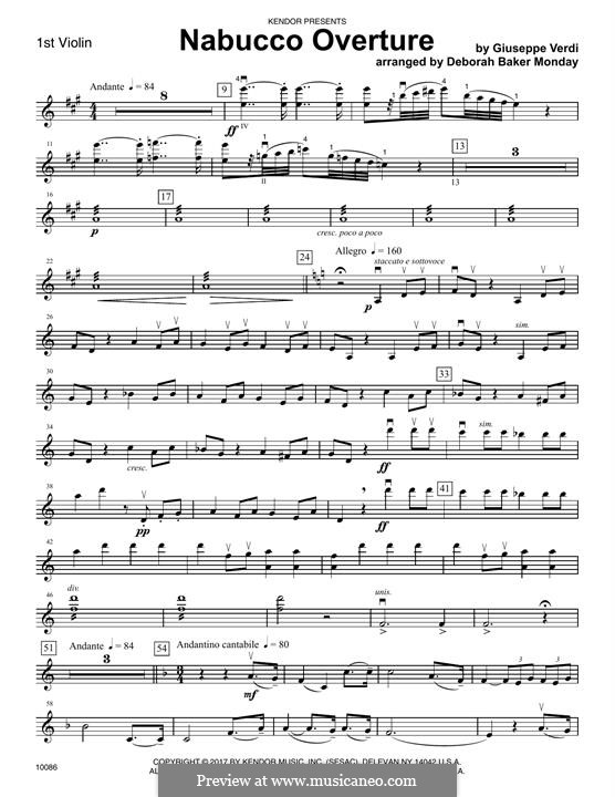 Overture: For strings – 1st Violin part by Giuseppe Verdi