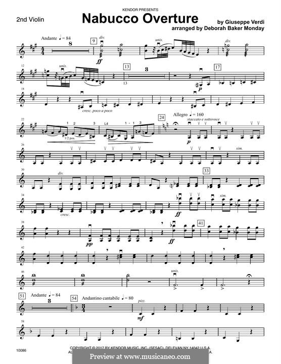 Overture: For strings – 2nd Violin part by Giuseppe Verdi