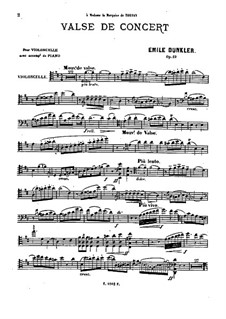 Concert Waltz for Cello and Piano, Op.23: Solo part by Emile Dunkler
