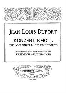 Concerto for Cello and Orchestra No.4 in E Minor: Version for cello and piano by Jean-Louis Duport