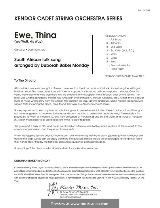 Ewe, Thina (We Walk His Way): Full Score by folklore