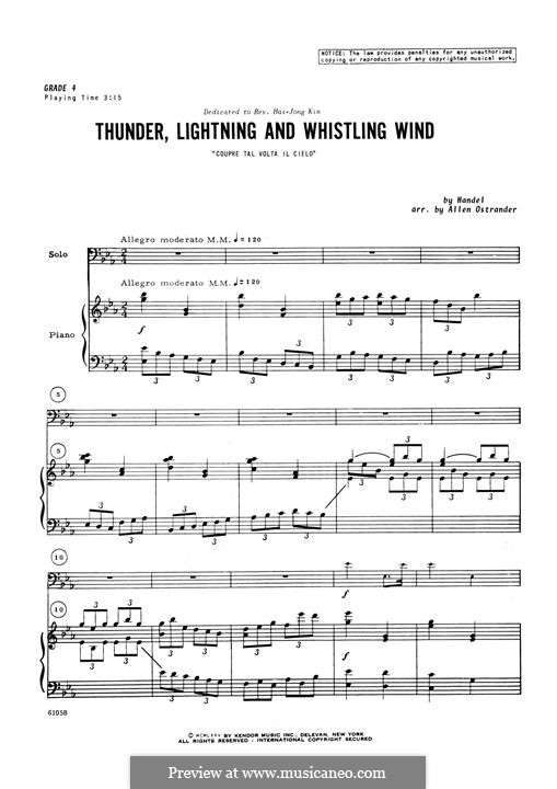 Thunder, Lightning and Whistling Wind (Coupre Tal Volta Il Cielo): Piano Accompaniment by Georg Friedrich Händel