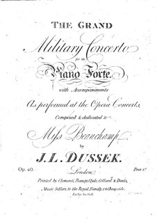 Piano Concerto in B Flat Major, Op.40 Craw 153: Piano Concerto in B Flat Major by Jan Ladislav Dussek