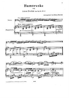 No.7 in G Flat Major: For violin and piano by Antonín Dvořák