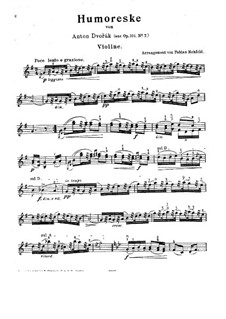 No.7 in G Flat Major: For violin and piano – violin part by Antonín Dvořák