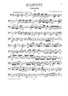 String Quartet No.13 in G Major, B.192 Op.106: Cello part by Antonín Dvořák