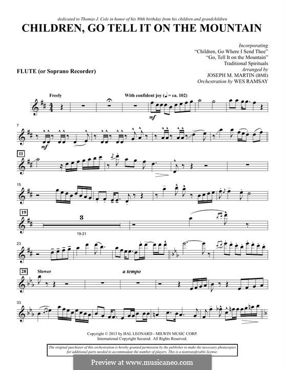 Children, Go Tell It on the Mountain (arr. Joseph M. Martin): Flute/Soprano Recorder part by folklore