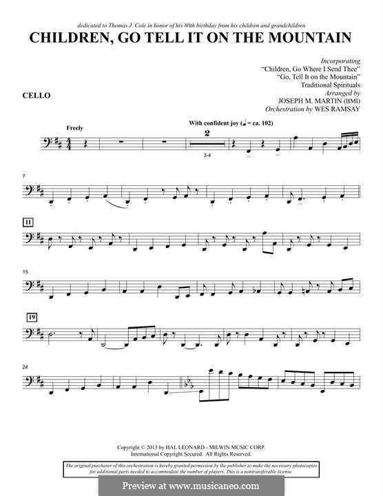 Children, Go Tell It on the Mountain (arr. Joseph M. Martin): Cello part by folklore