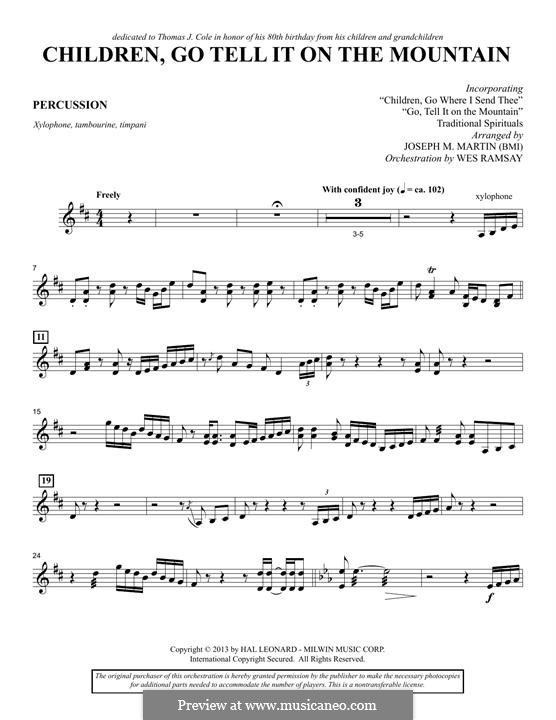 Children, Go Tell It on the Mountain (arr. Joseph M. Martin): Percussion part by folklore