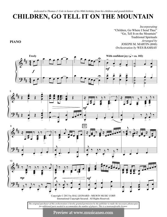 Children, Go Tell It on the Mountain (arr. Joseph M. Martin): Piano part by folklore