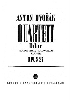 Piano Quartet No.1 in D Major, B.53 Op.23: Full score, parts by Antonín Dvořák