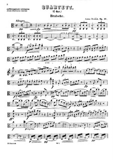 String Quartet No.11 in C Major, B.121 Op.61: Viola part by Antonín Dvořák