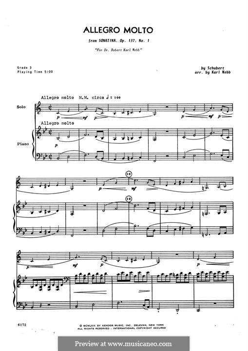 Sonatina for Violin and Piano No.1 in D Major, D.384 Op.137 by F
