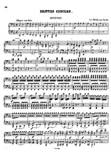 Concerto for Piano and Orchestra No.3, Op.37: Movement I, for piano four hands by Ludwig van Beethoven
