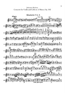 Concerto for Violin, Cello and Orchestra in A Minor, Op.102: Clarinets in A parts by Johannes Brahms