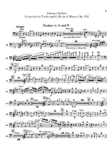 Concerto for Violin, Cello and Orchestra in A Minor, Op.102: Timpani part by Johannes Brahms