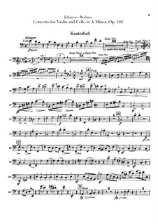 Concerto for Violin, Cello and Orchestra in A Minor, Op.102: Double bass part by Johannes Brahms
