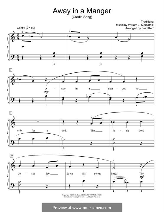 Away in a Manger: For piano by William (James) Kirkpatrick