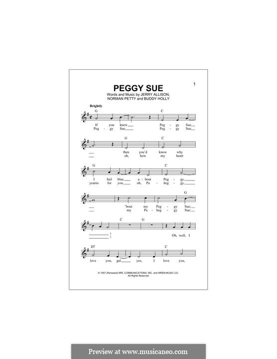 Peggy Sue: For keyboard by Buddy Holly, Jerry Allison, Norman Petty