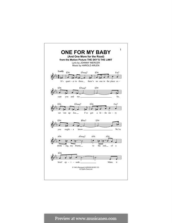 One for My Baby (And One More for the Road): For keyboard by Harold Arlen