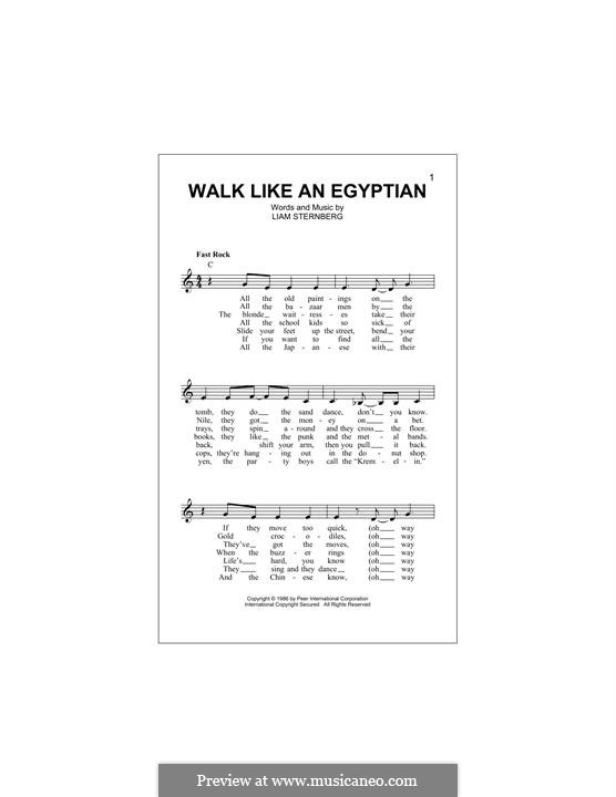 Walk Like an Egyptian (The Bangles): For keyboard by Liam Sternberg