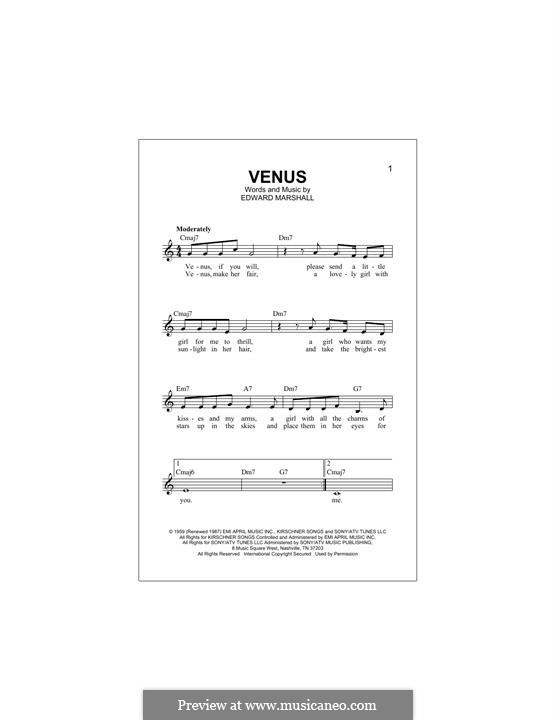 Venus (Frankie Avalon): For keyboard by Edward Marshall