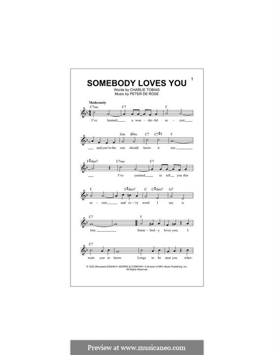 Somebody Loves You: For keyboard by Peter de Rose