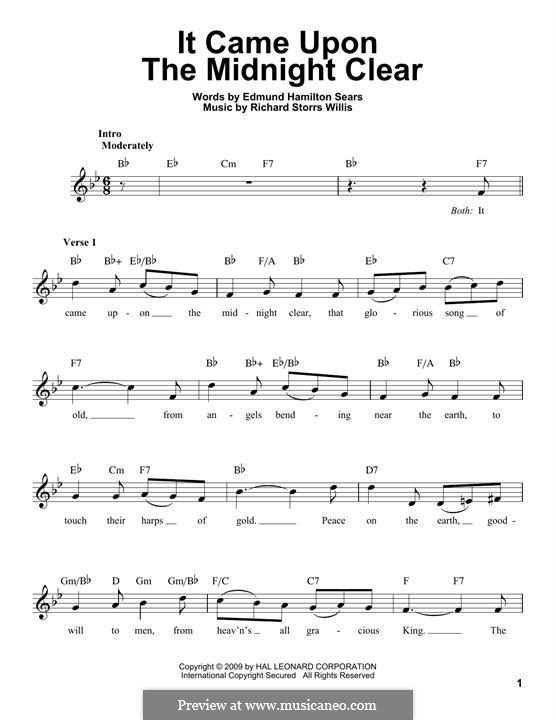 Vocal version: Melody line by Richard Storrs Willis