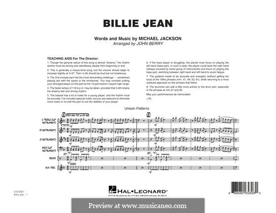 Billie Jean (arr. John Berry): Full Score by Michael Jackson