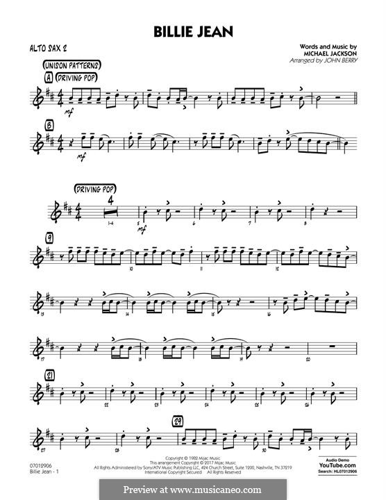 Billie Jean (arr. John Berry): Alto Sax 2 part by Michael Jackson