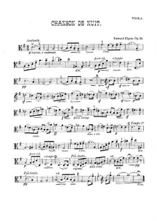 Two Pieces, Op.15: No.1 Chanson de nuit, for violin and piano – solo part for viola by Edward Elgar