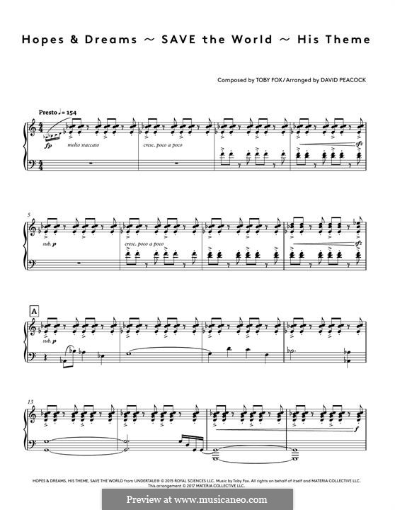 Hopes & Dreams - SAVE The World - His Theme (from Undertale Piano Collections): Hopes & Dreams - SAVE The World - His Theme (from Undertale Piano Collections) by Toby Fox