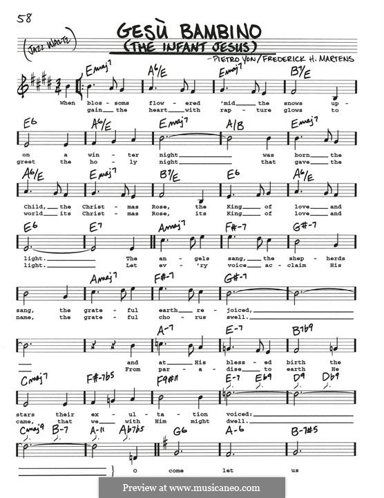 Gesu Bambino (The Infant Jesus): Melody line by Pietro Yon