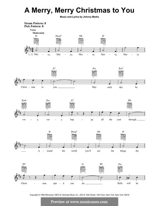 A Merry, Merry Christmas to You: For guitar by Johnny Marks