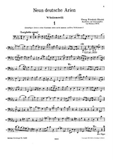Nine German Arias, HWV 202-210: Cello part by Georg Friedrich Händel