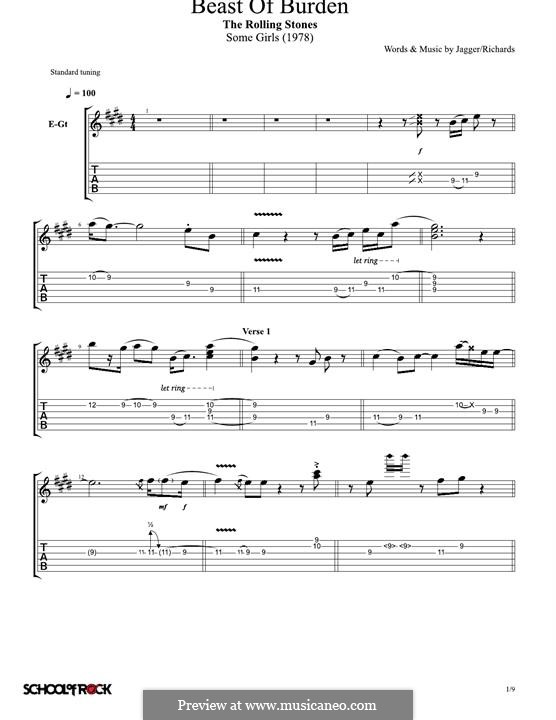 Beast of Burden (The Rolling Stones): For guitar with tab by Keith Richards, Mick Jagger