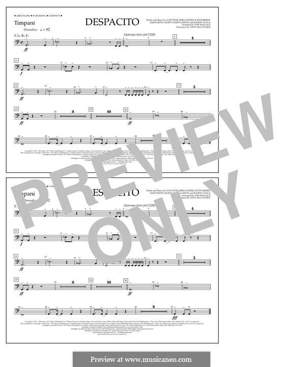 Marching Band version: Timpani part by Luis Fonsi, Erika Ender, Ramon Ayala