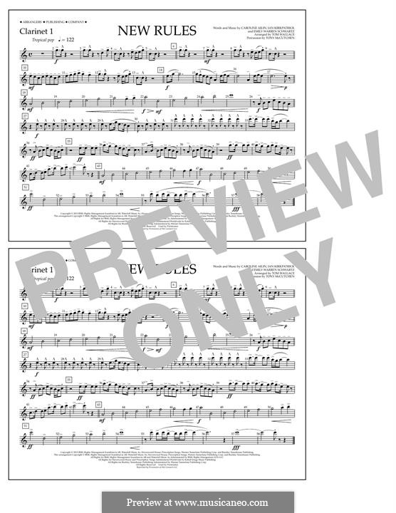 New Rules (arr. Tom Wallace): Clarinet 1 part by Ian Kirkpatrick, Emily Schwartz, Caroline Ailin