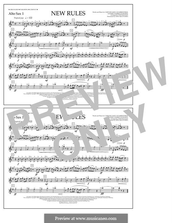 New Rules (arr. Tom Wallace): Alto Sax 1 part by Ian Kirkpatrick, Emily Schwartz, Caroline Ailin