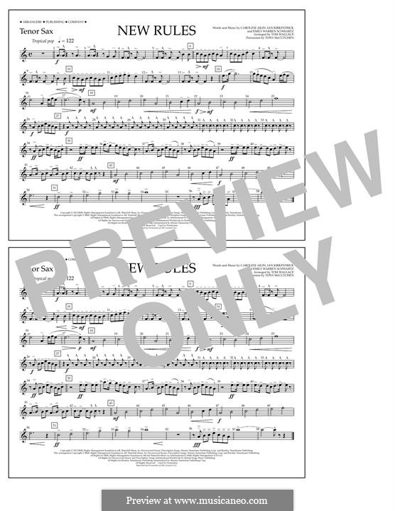 New Rules (arr. Tom Wallace): Tenor Sax part by Ian Kirkpatrick, Emily Schwartz, Caroline Ailin